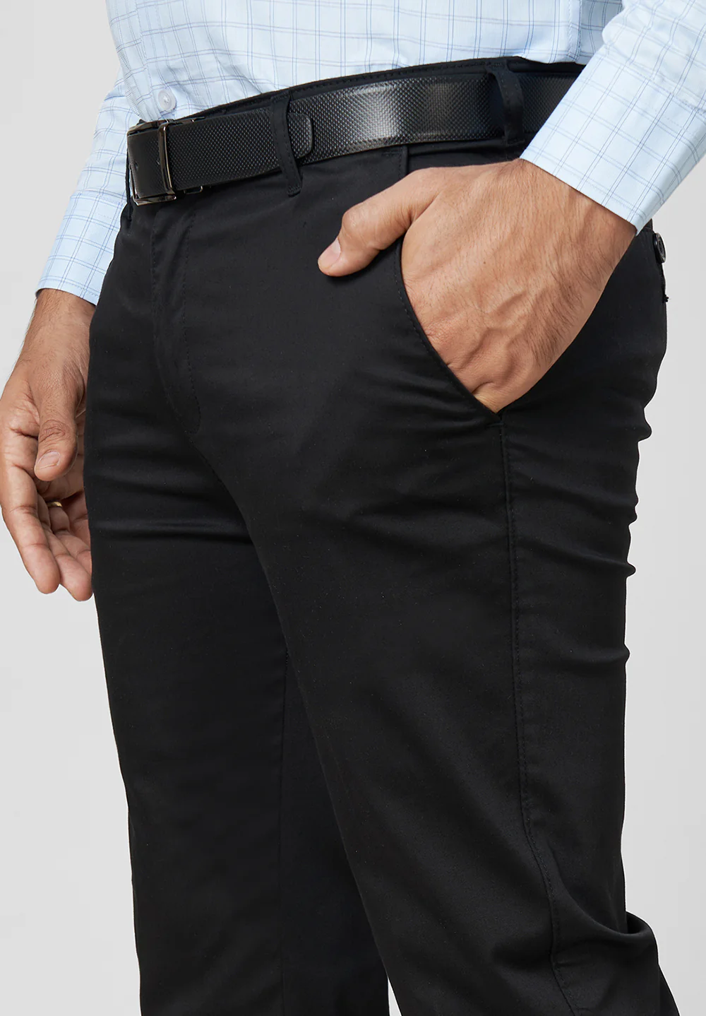 Black Narrow Fit Cotton Trouser - Image 3