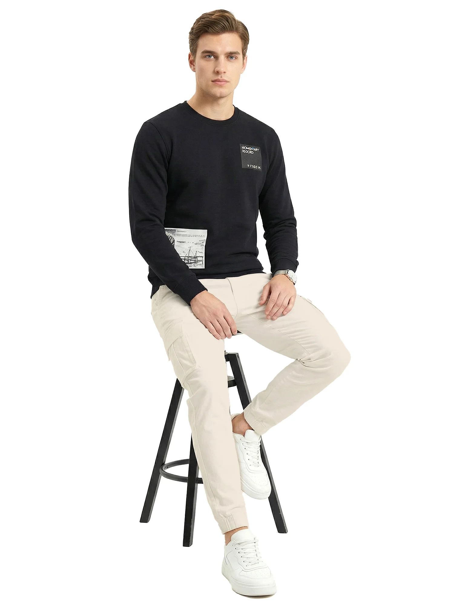 Black RoundNeck Sweatshirt - Image 6