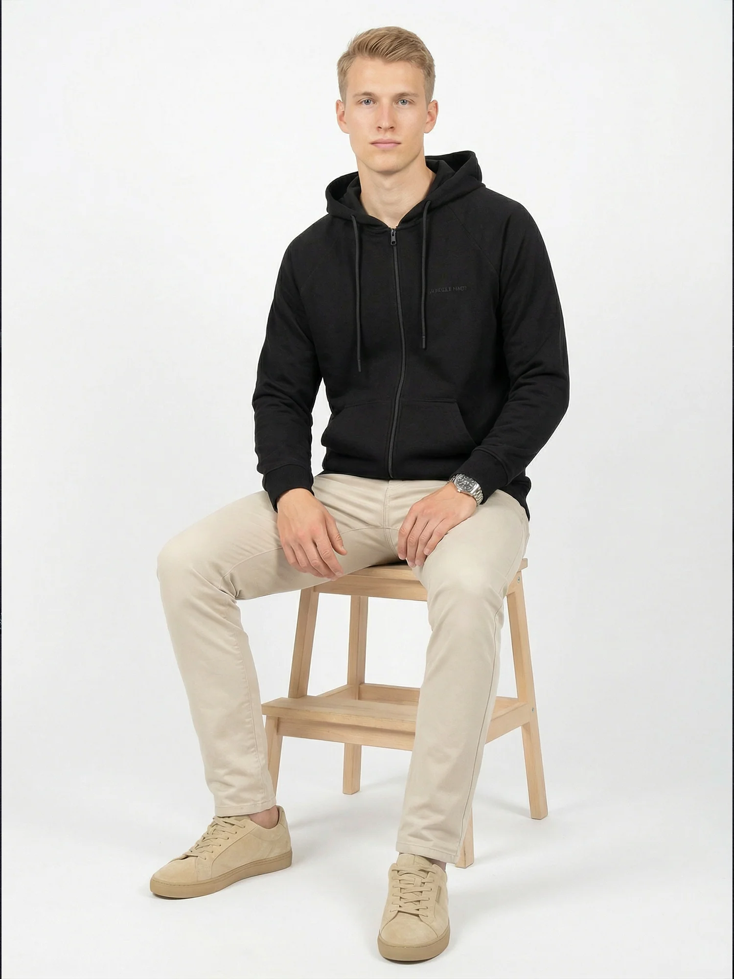 Black Solid Winter Hoodie - Image 4