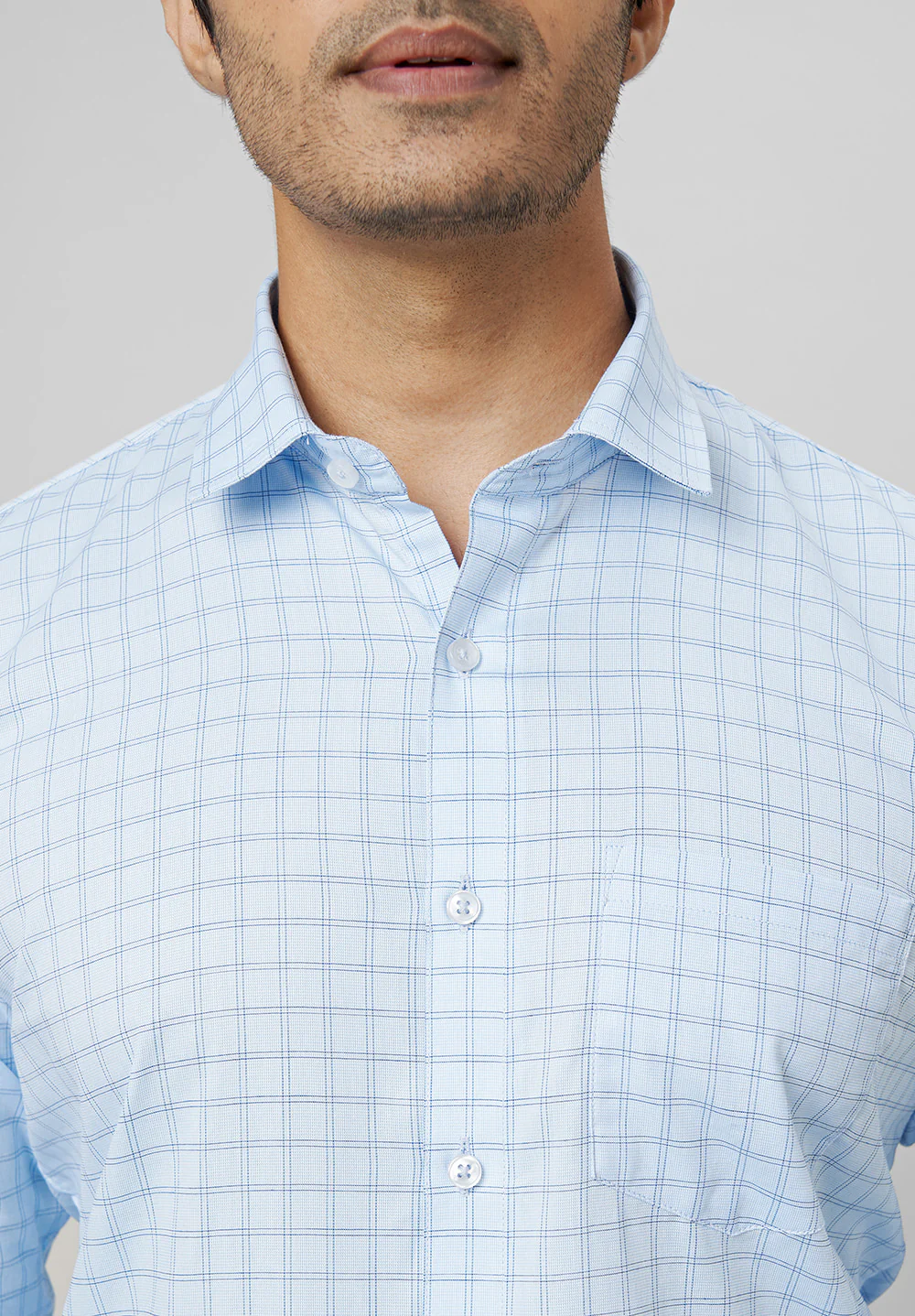 Men Blue Slim Fit Formal Shirt - Image 3