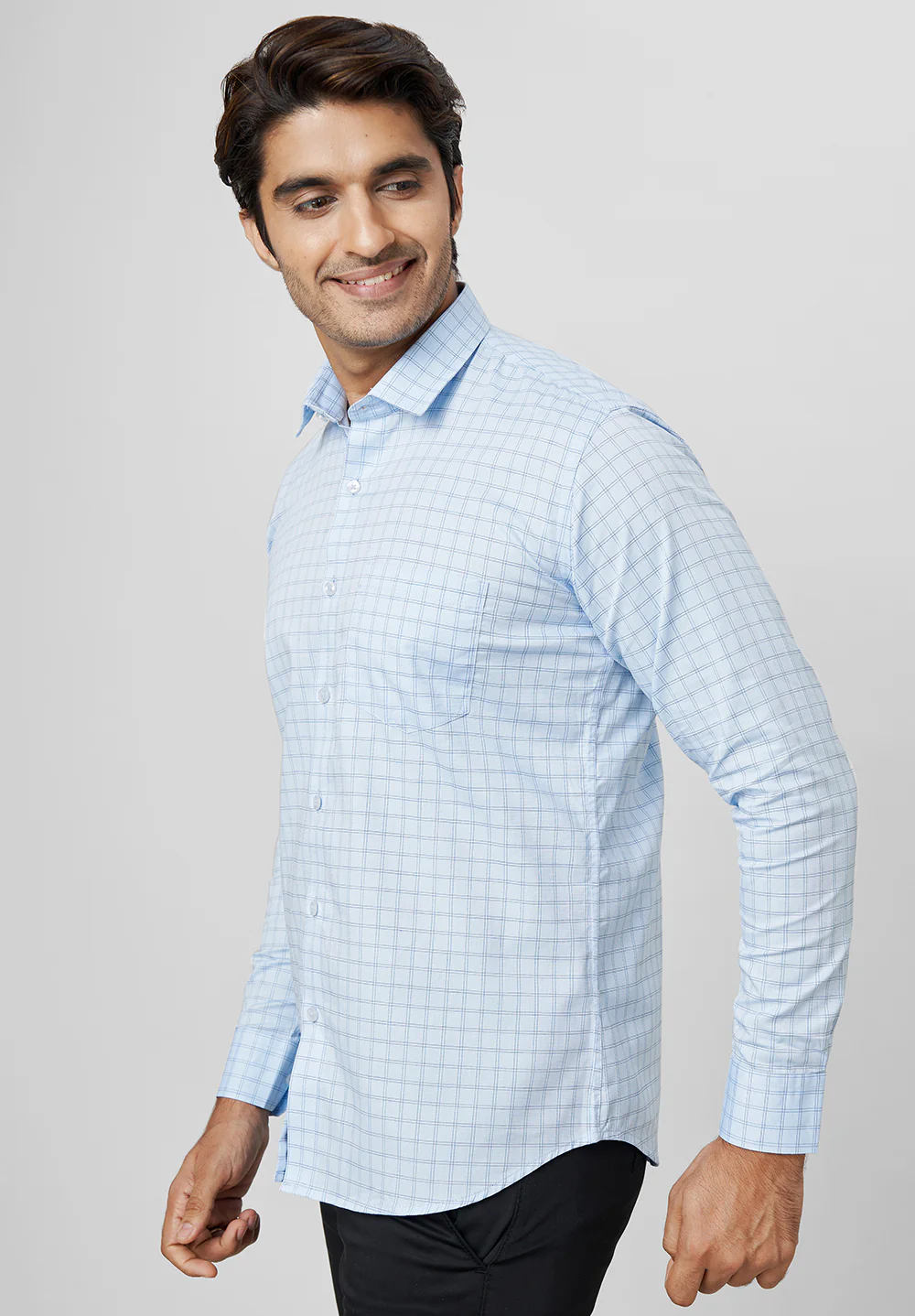 Men Blue Slim Fit Formal Shirt - Image 4