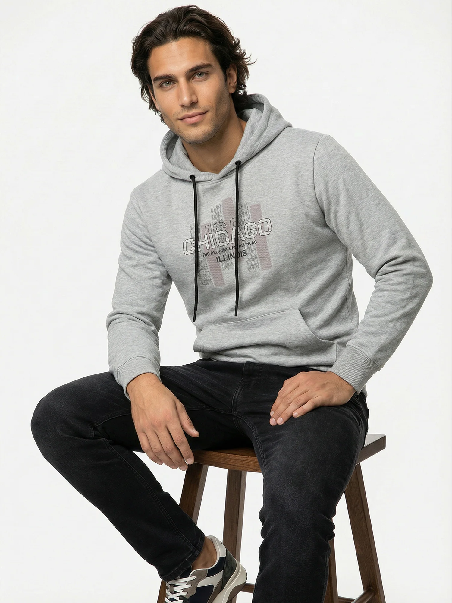 Grey Full Sleeve Winter Hoodie - Image 3