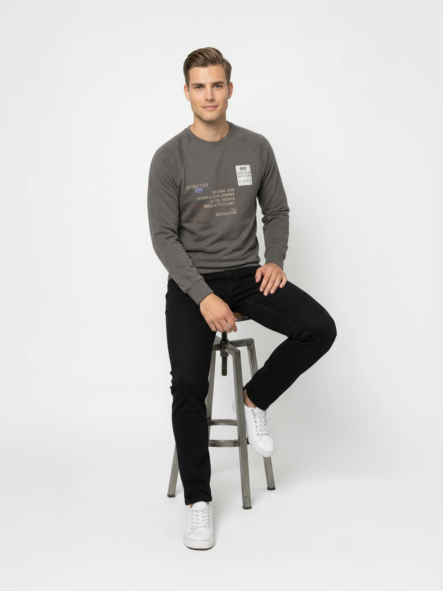 Grey Full Sleeve Winter T-Shirt - Image 6