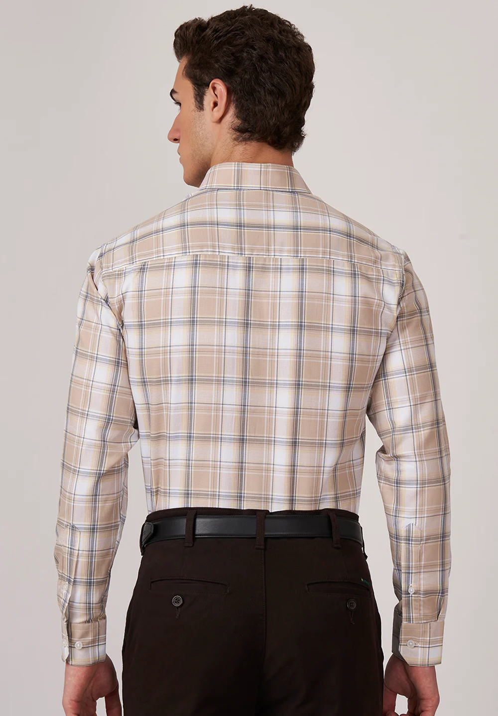 Men Beige Slim Fit Formal Shirt - Image 3