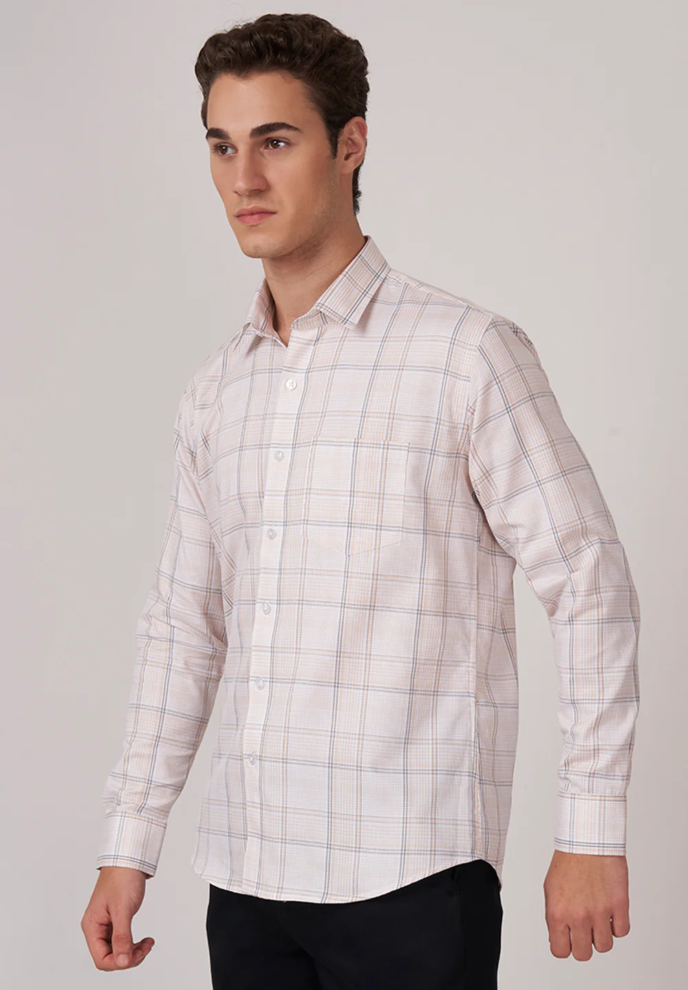 Men Beige Slim Fit Formal Shirt - Image 2