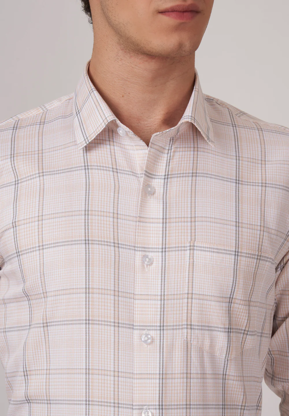 Men Beige Slim Fit Formal Shirt - Image 4