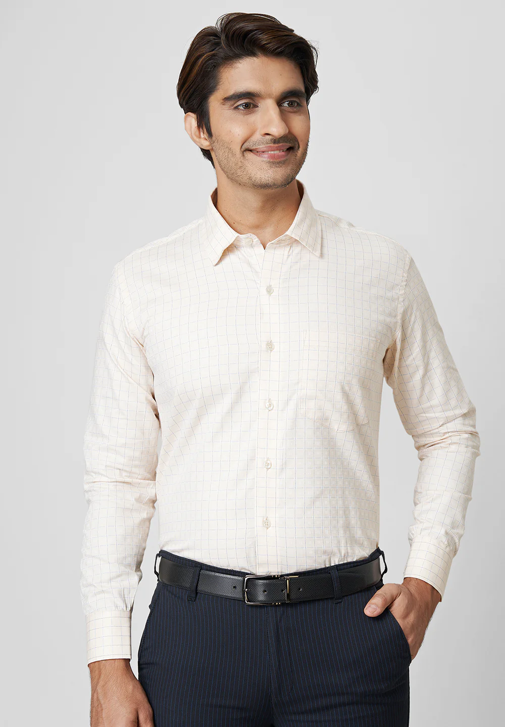 Men Beige Regular Fit Formal Shirt