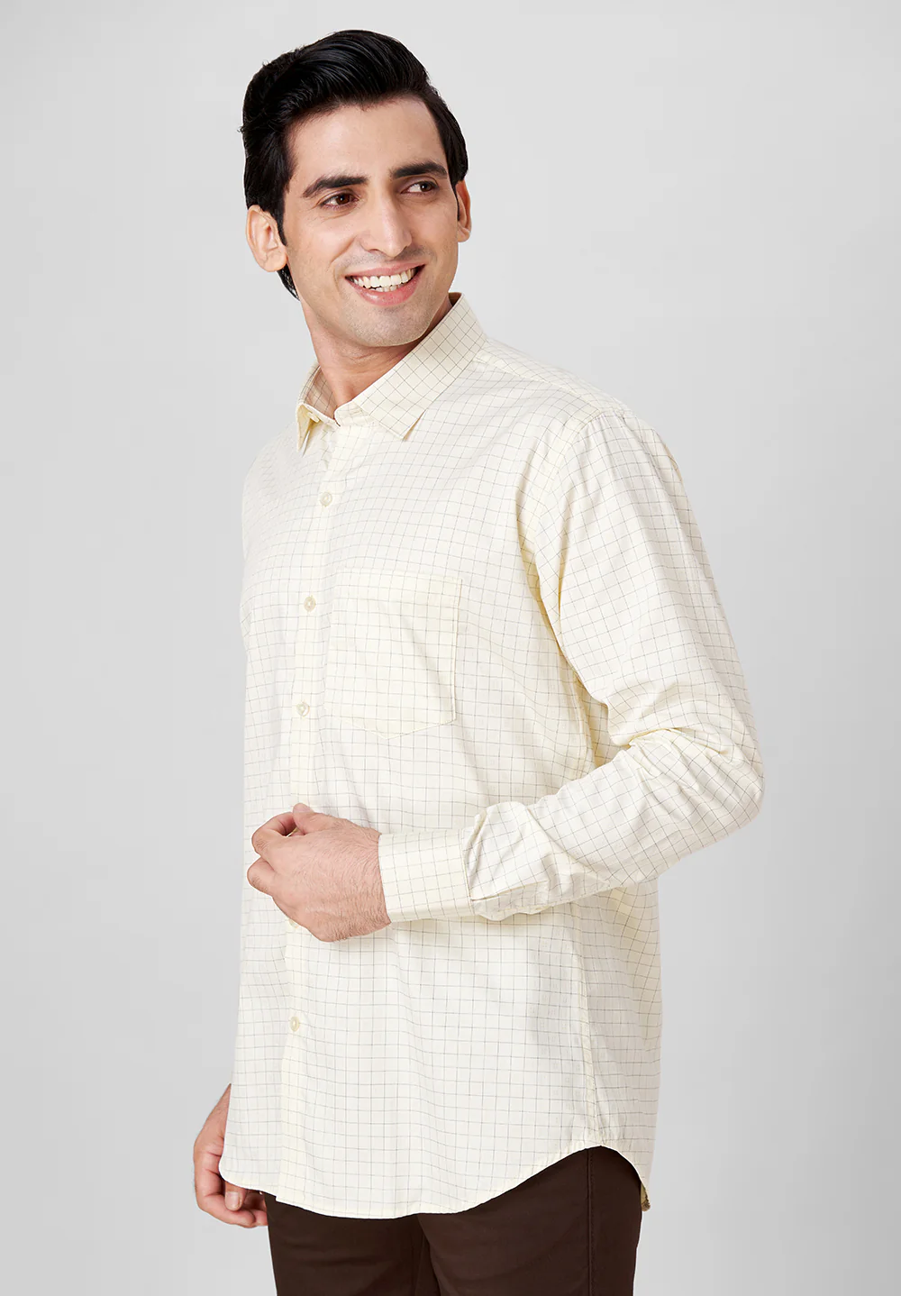 Men Beige Slim Fit Formal Shirt - Image 4