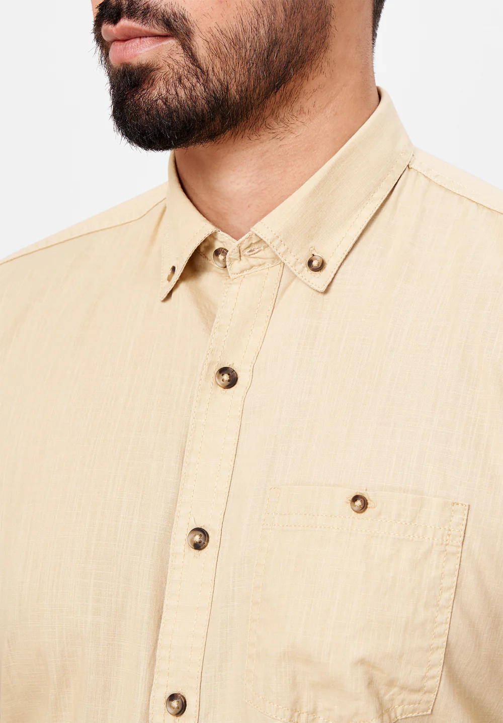 Men Beige Slim Fit Formal Shirt - Image 4
