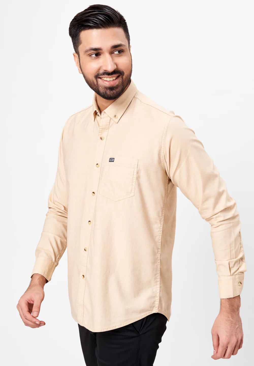 Men Beige Slim Fit Formal Shirt - Image 5