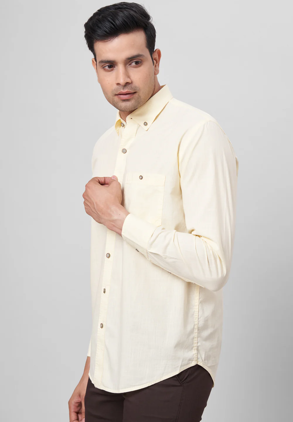 Men Beige Smart Fit Formal Shirt - Image 3