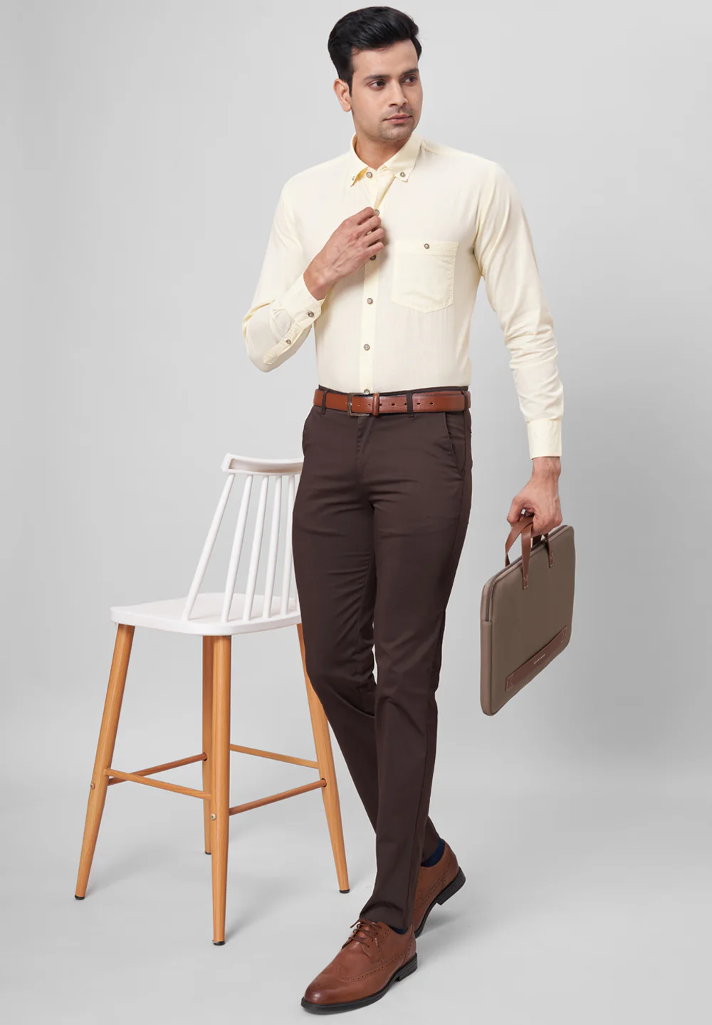 Men Beige Smart Fit Formal Shirt - Image 4