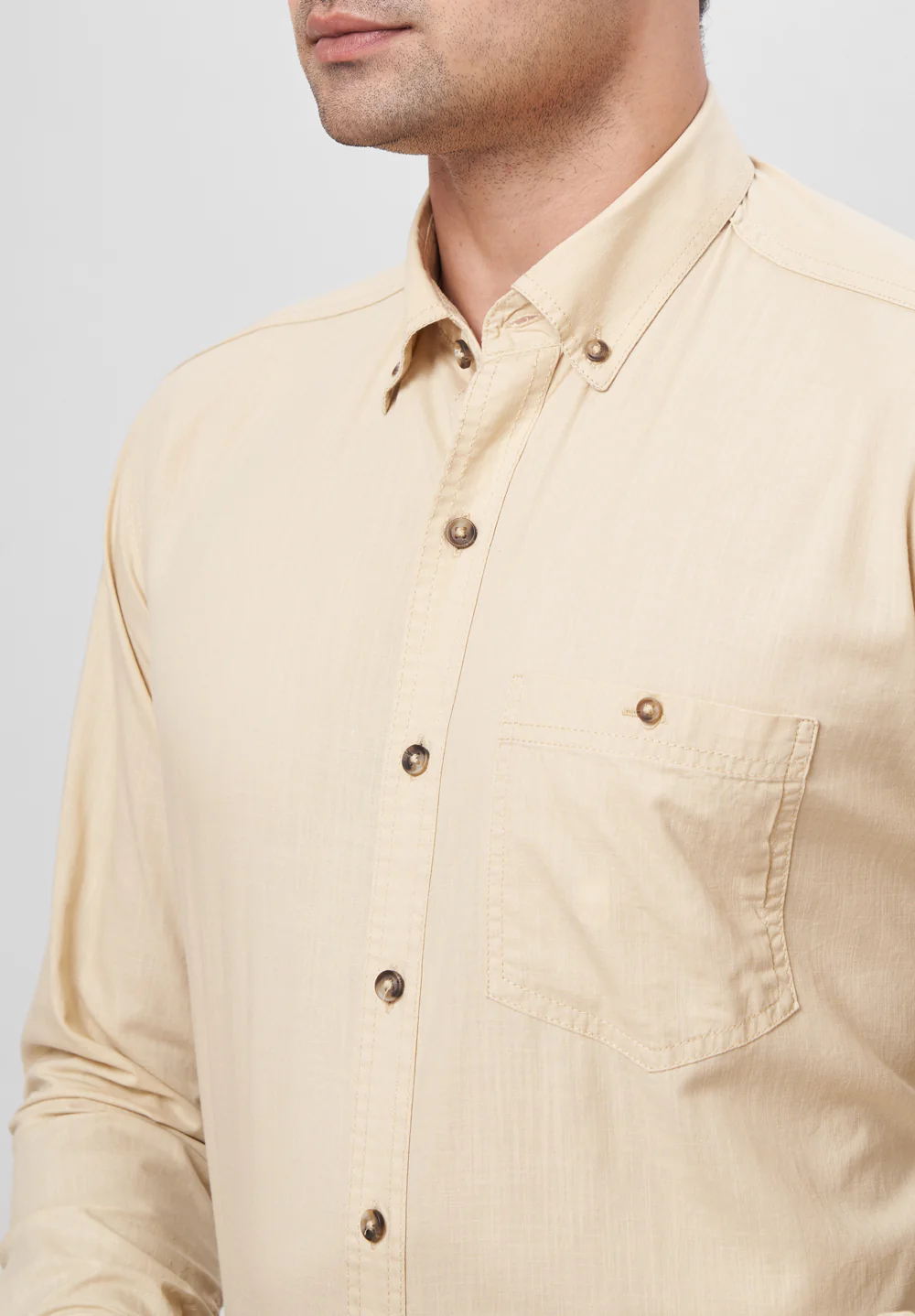 Men Beige Smart Fit Formal Shirt - Image 3