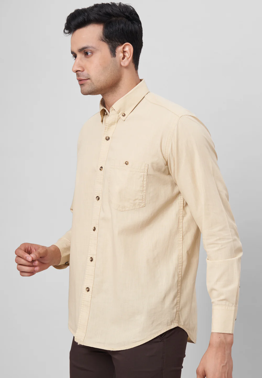 Men Beige Smart Fit Formal Shirt - Image 4