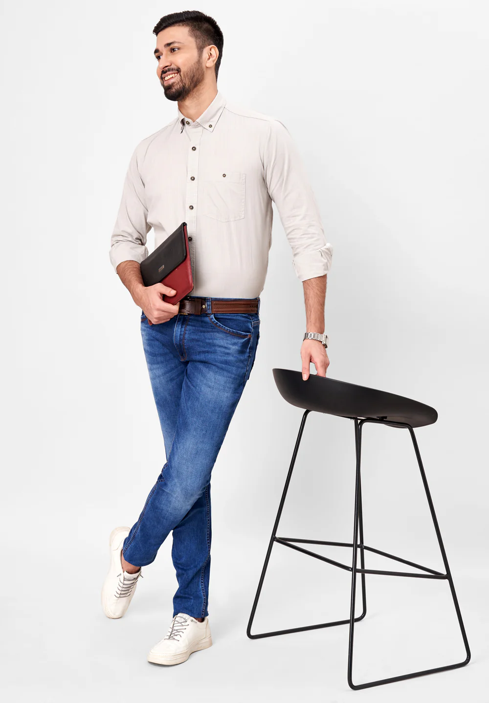 Men Beige Smart Fit Formal Shirt - Image 5