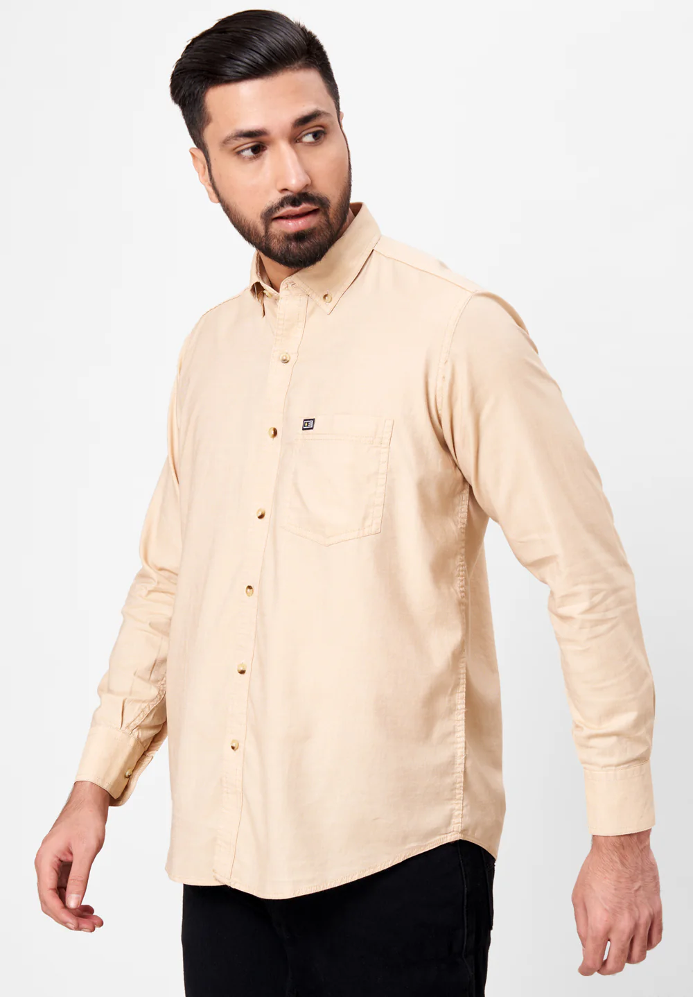 Men Beige Smart Fit Formal Shirt - Image 5