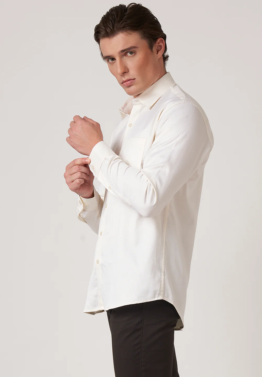 Men Beige Slim Fit Formal Shirt - Image 2
