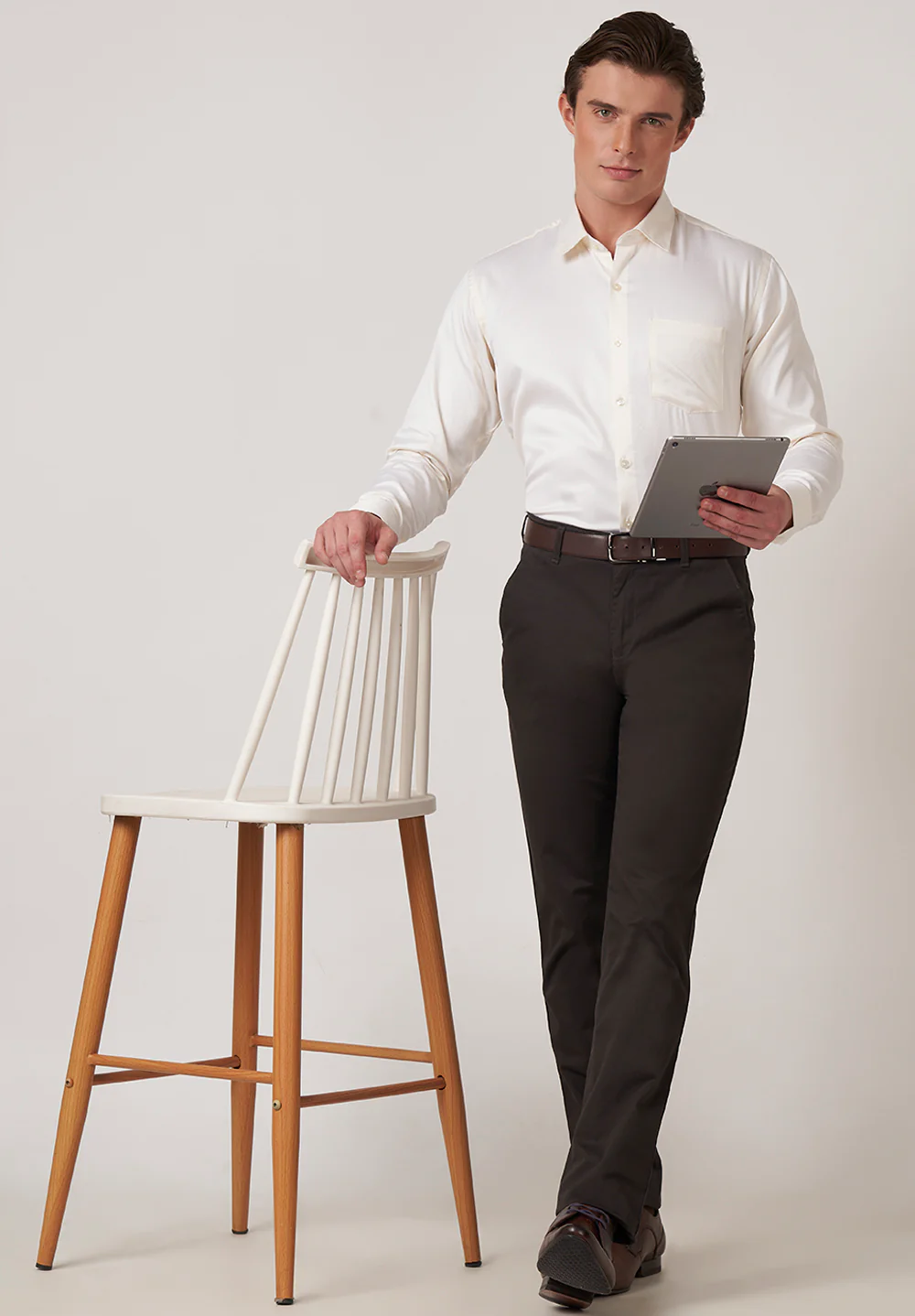 Men Beige Slim Fit Formal Shirt - Image 5