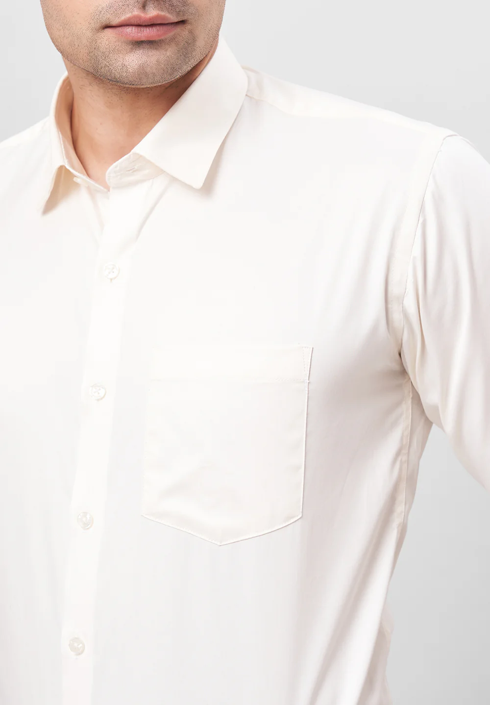 Men Beige Slim Fit Formal Shirt - Image 3