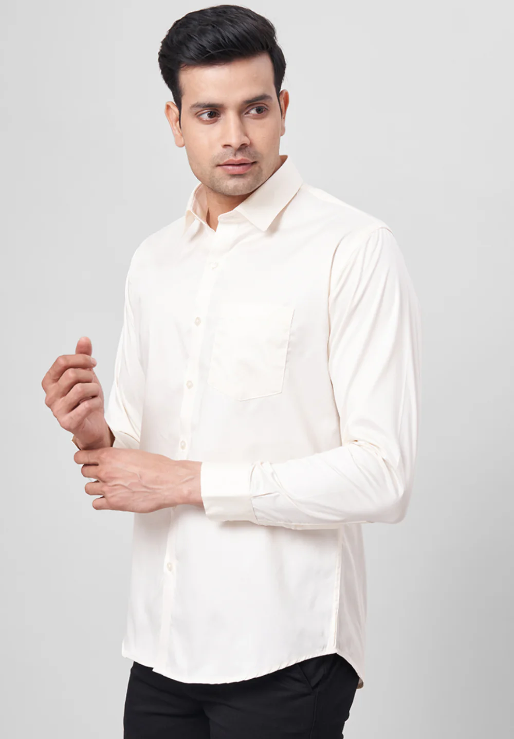 Men Beige Slim Fit Formal Shirt - Image 4