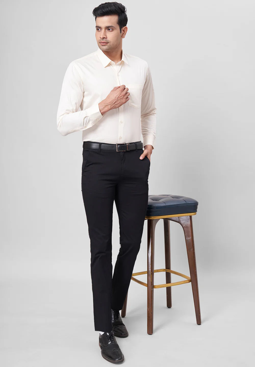 Men Beige Slim Fit Formal Shirt - Image 5