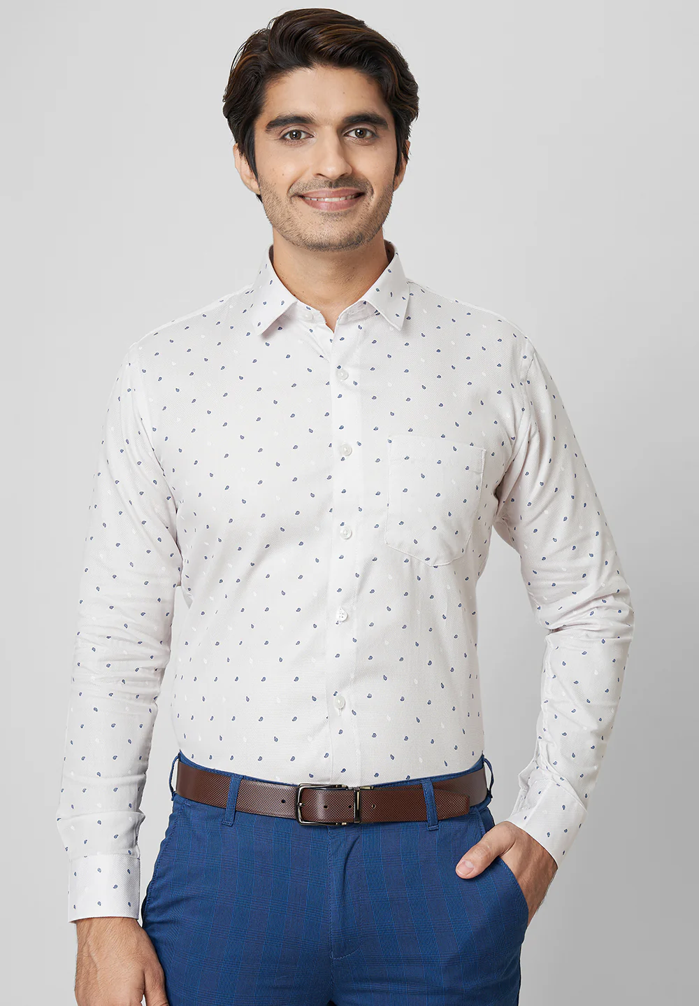 Men Beige Slim Fit Formal Shirt