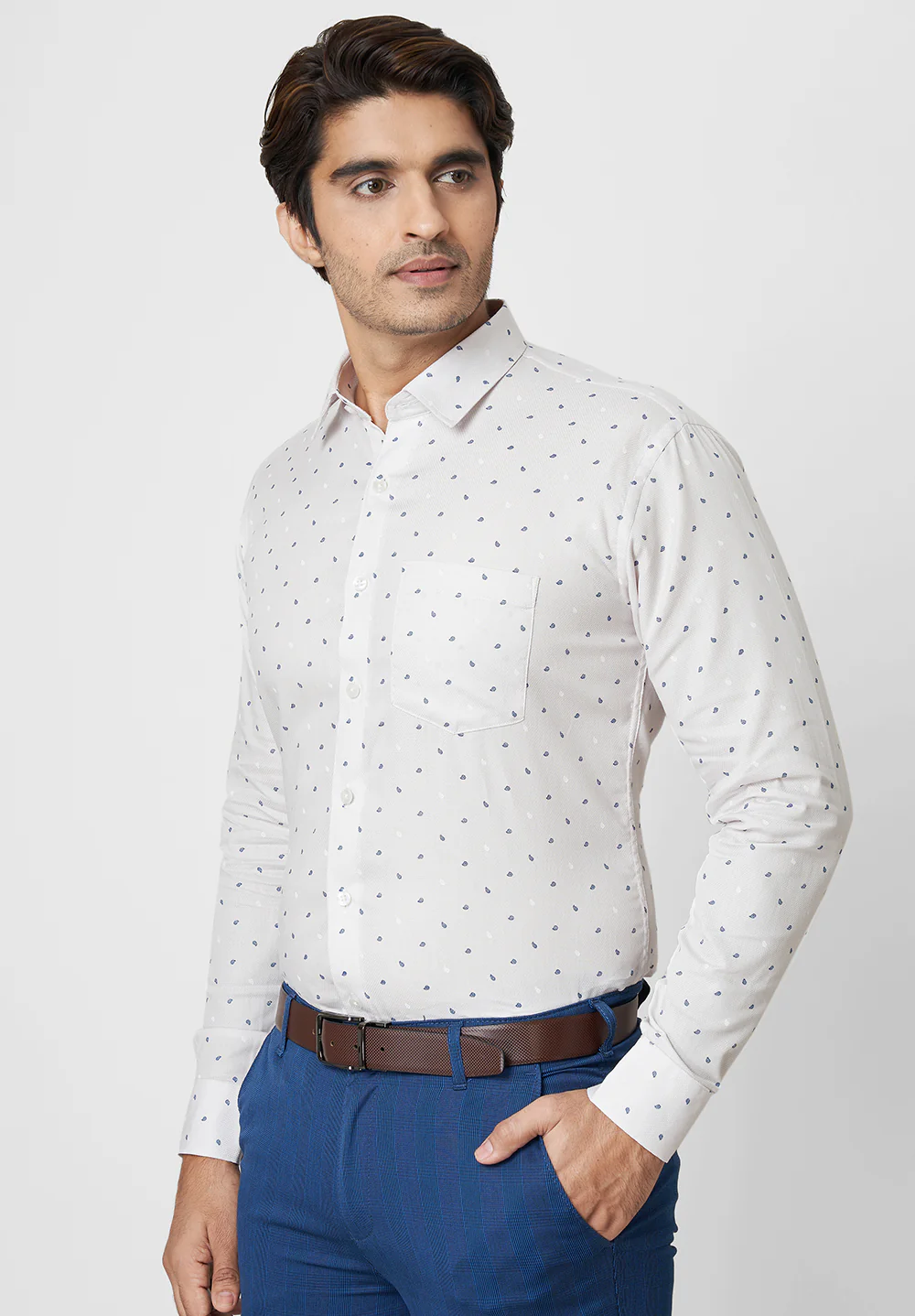Men Beige Slim Fit Formal Shirt - Image 4