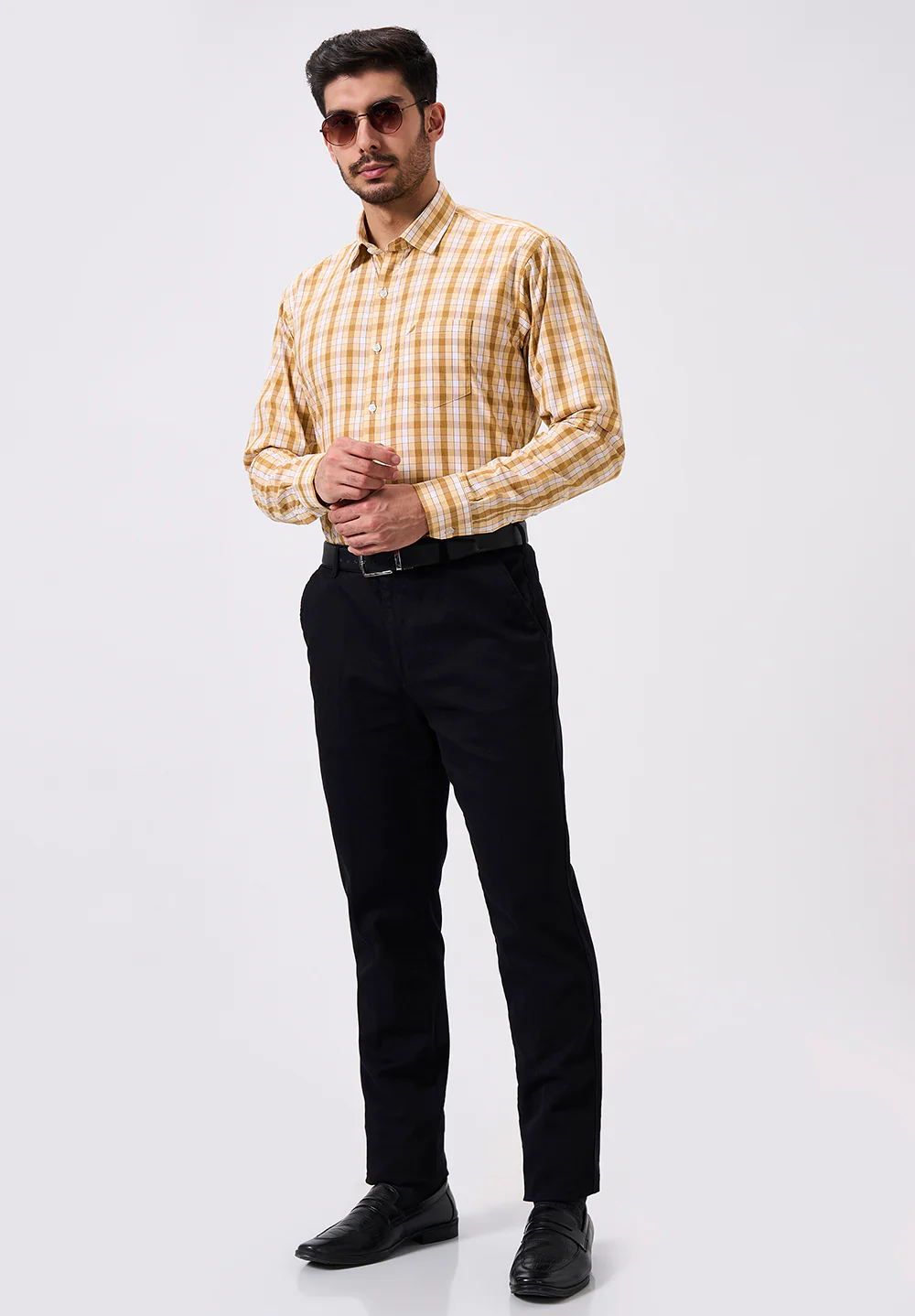 Men Beige Slim Fit Formal Shirt - Image 3