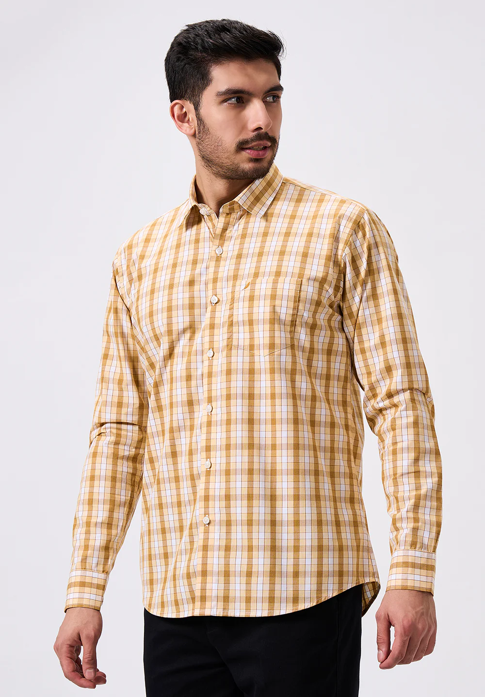 Men Beige Slim Fit Formal Shirt - Image 4