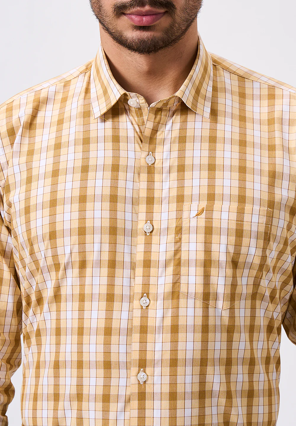 Men Beige Slim Fit Formal Shirt - Image 5