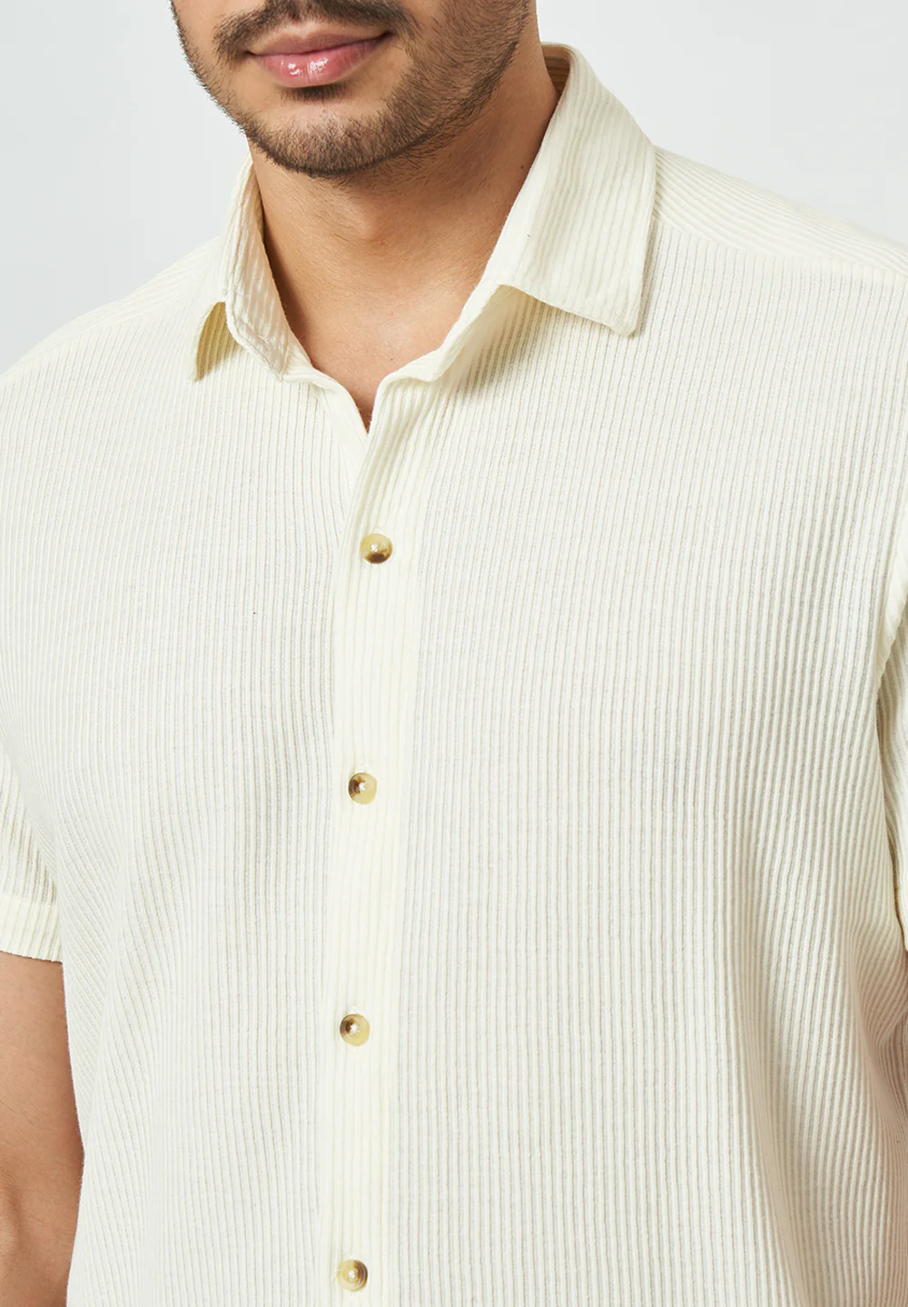 Men Beige Textured Casual Shirt - Image 5