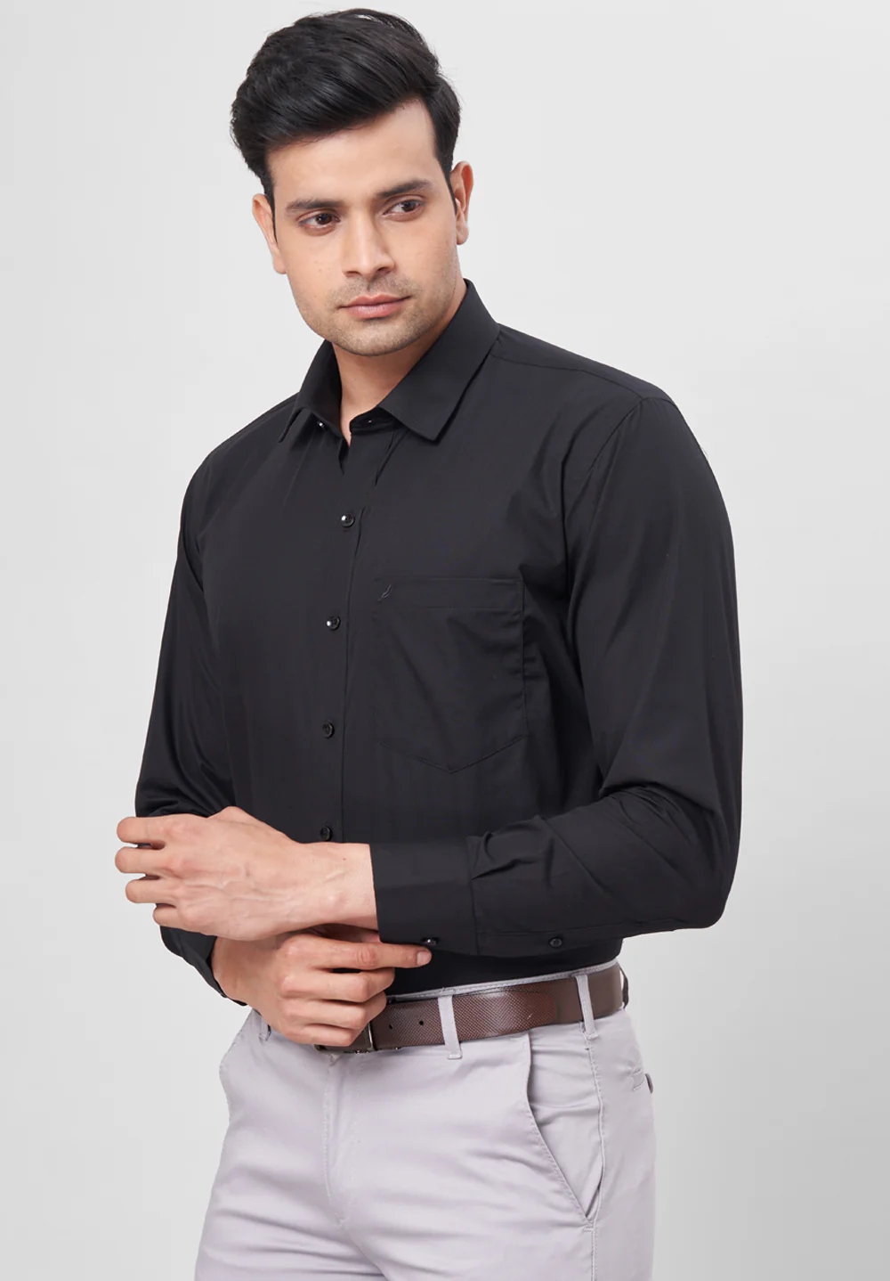 Men Black Regular Fit Formal Shirt - Image 5