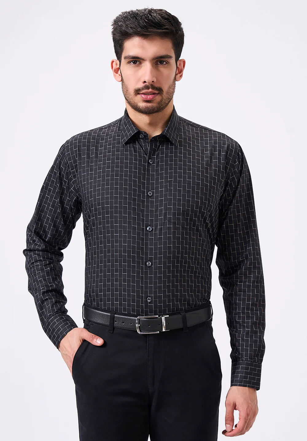 Men Black Slim Fit Formal Shirt