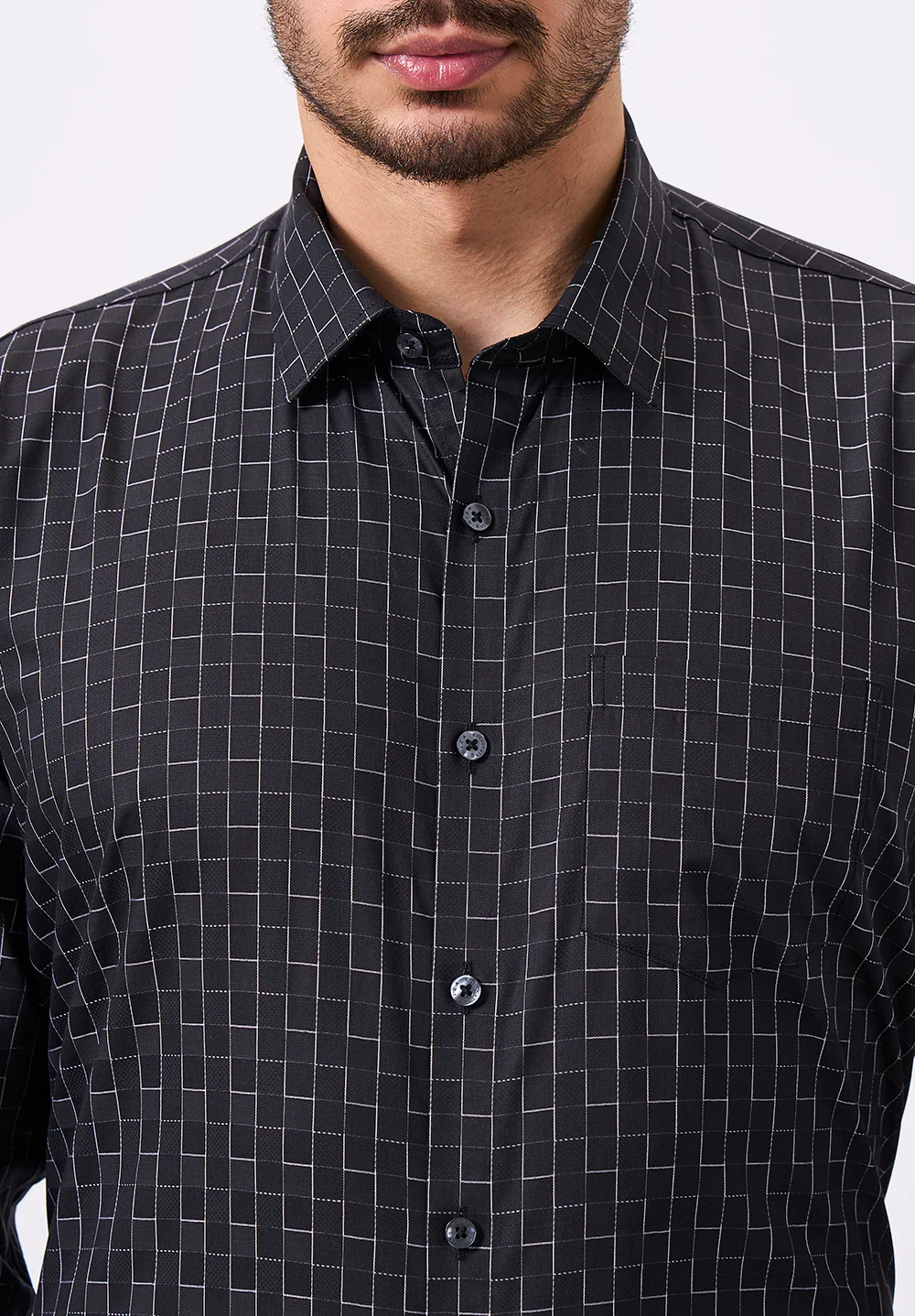 Men Black Slim Fit Formal Shirt - Image 4