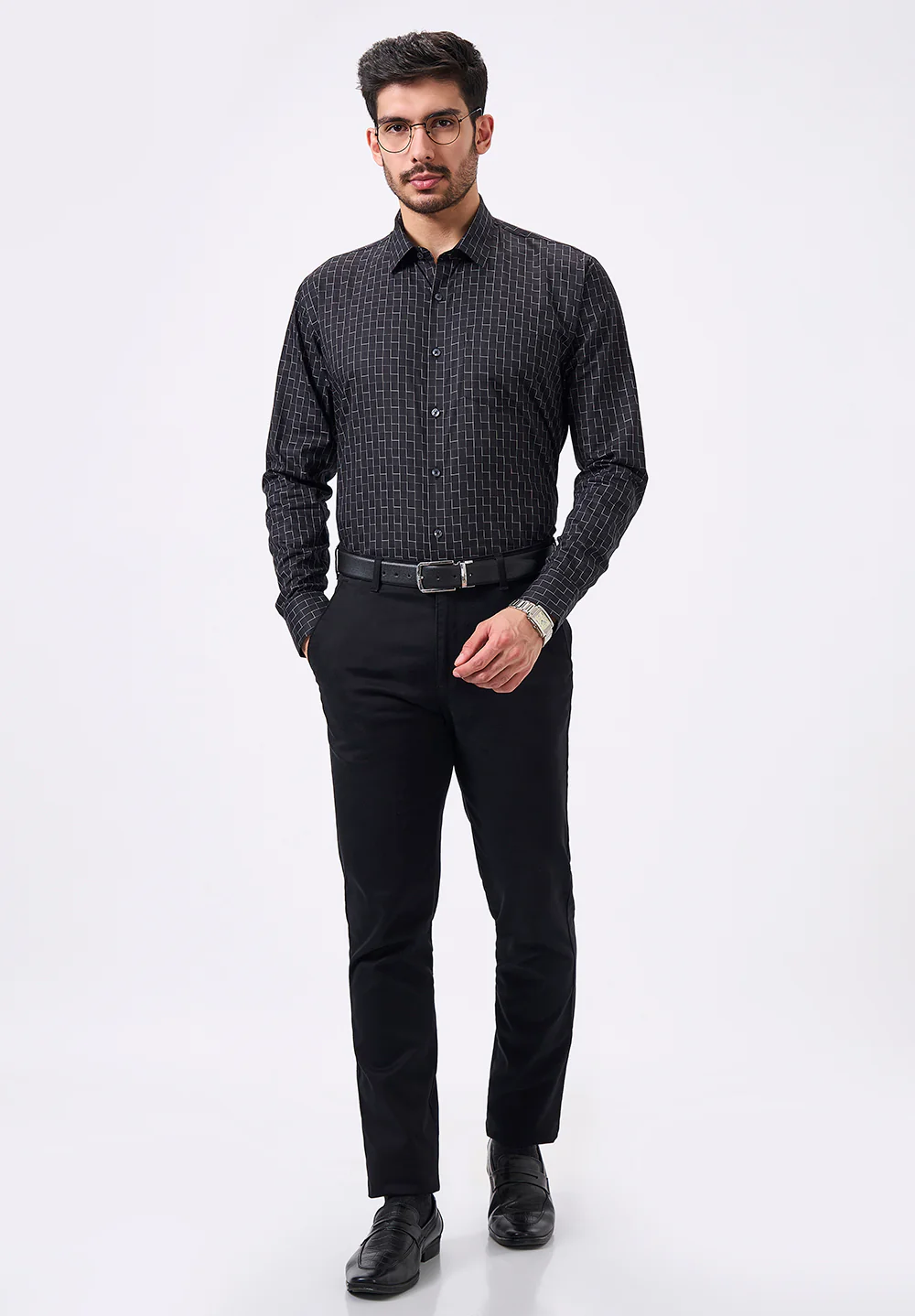 Men Black Slim Fit Formal Shirt - Image 5
