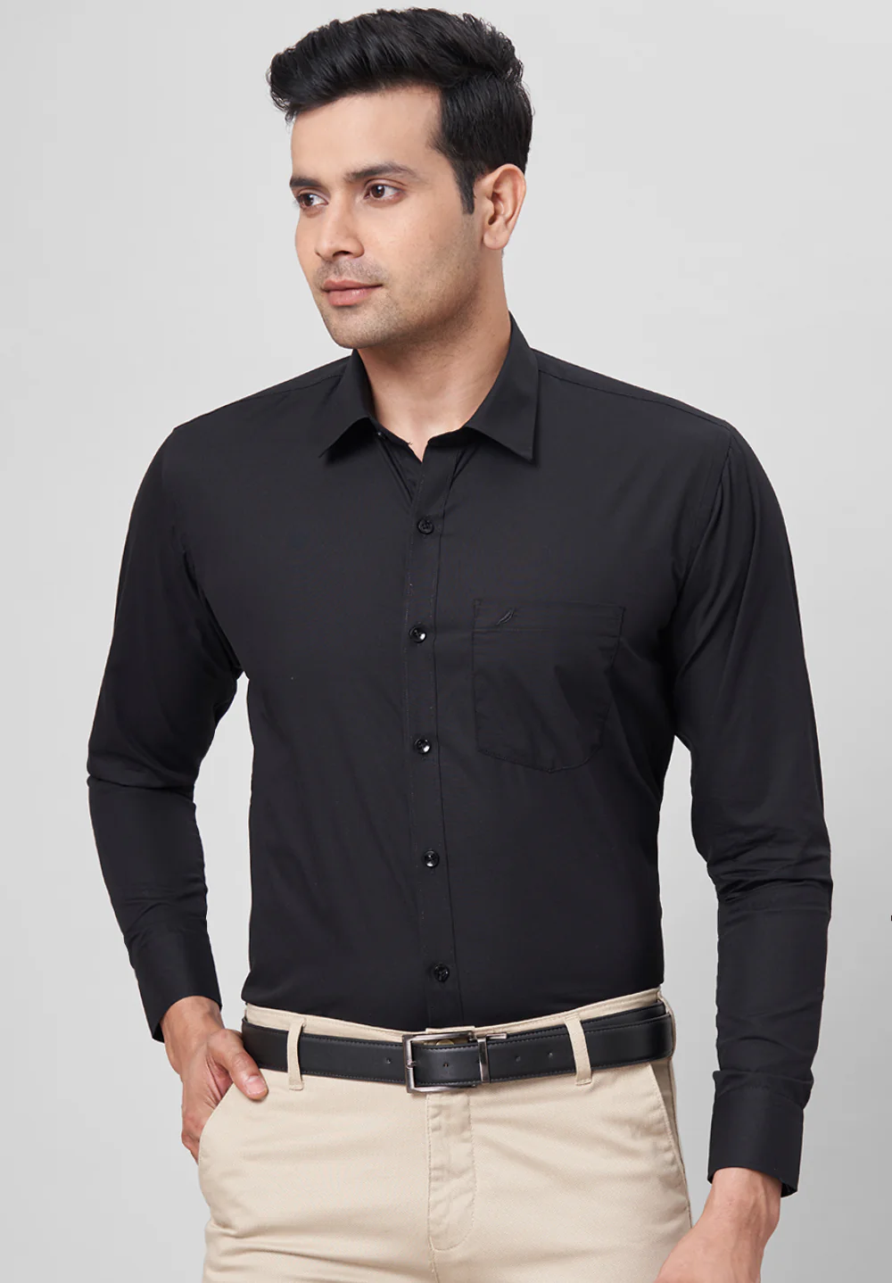 Men Black Slim Fit Formal Shirt