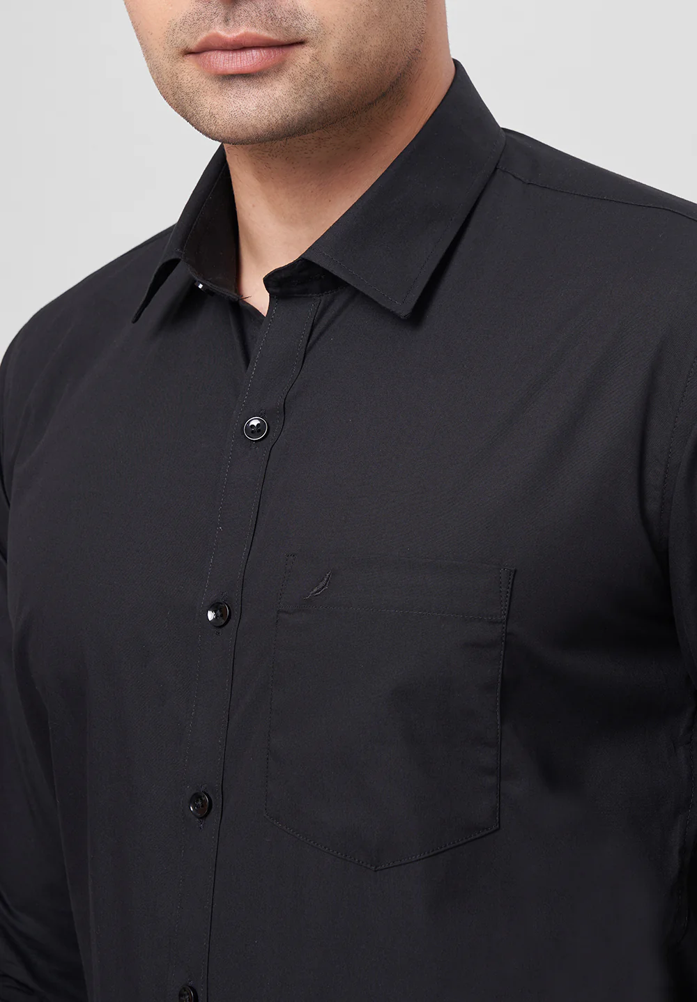 Men Black Slim Fit Formal Shirt - Image 3