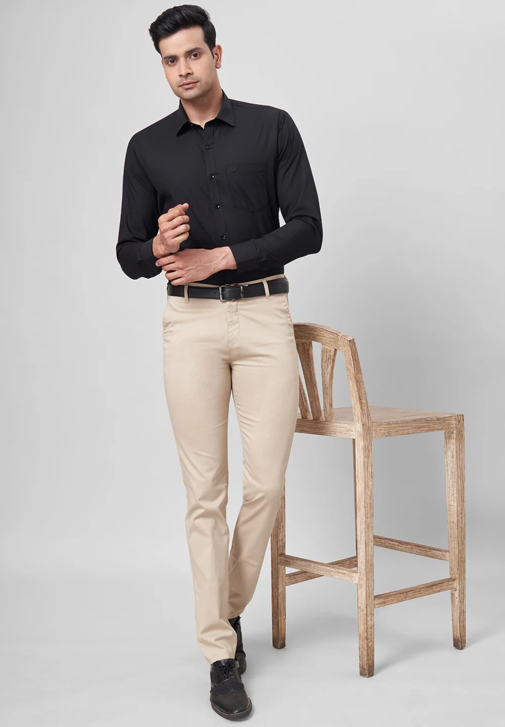 Men Black Slim Fit Formal Shirt - Image 4