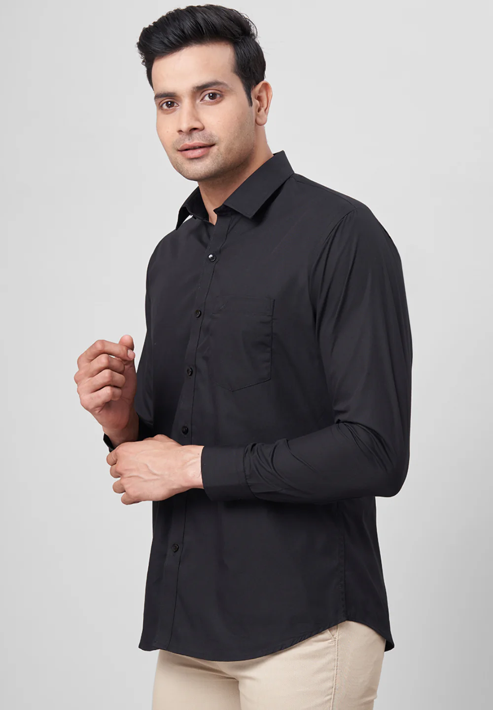 Men Black Slim Fit Formal Shirt - Image 5