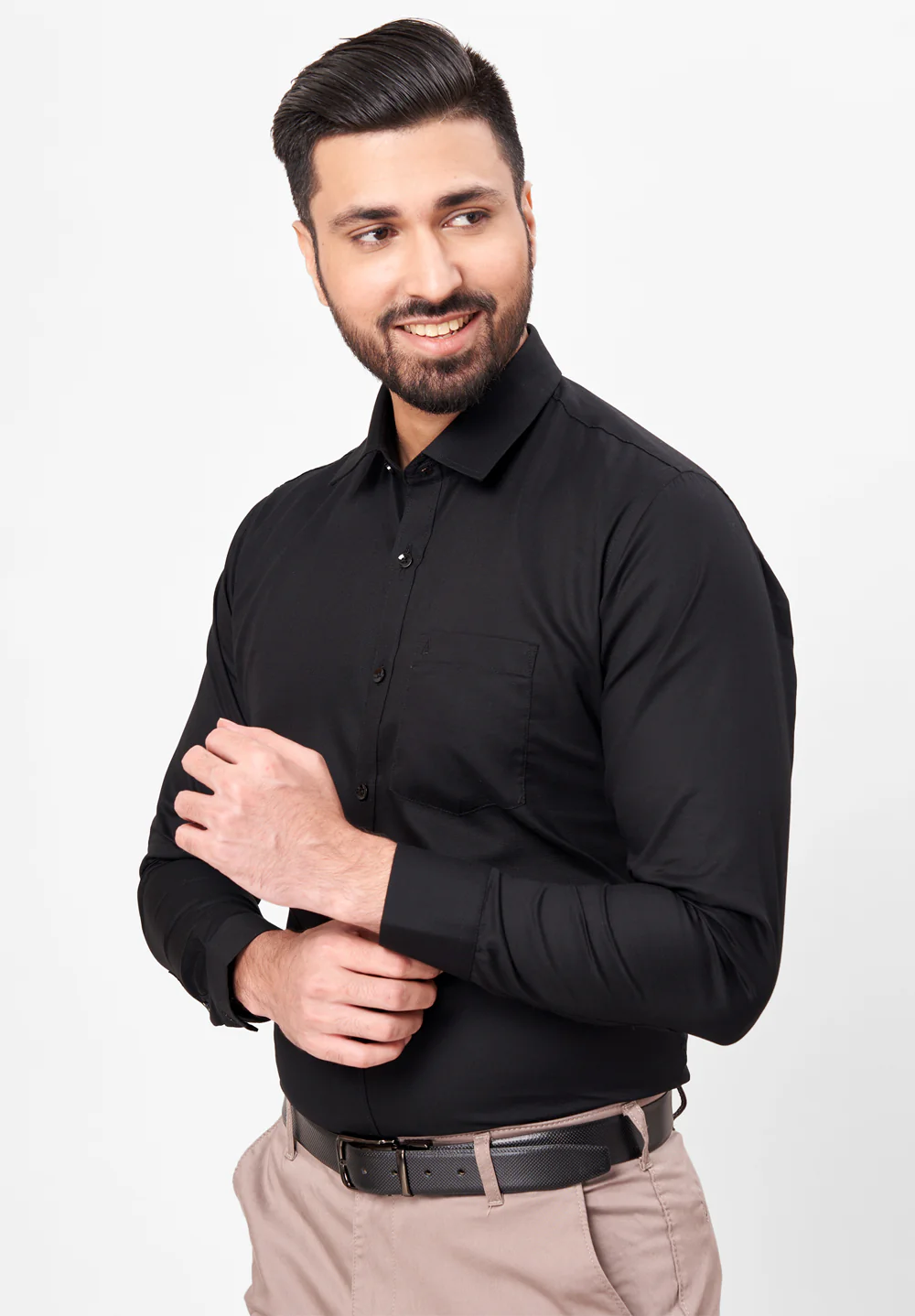 Men Black Slim Fit Formal Shirt