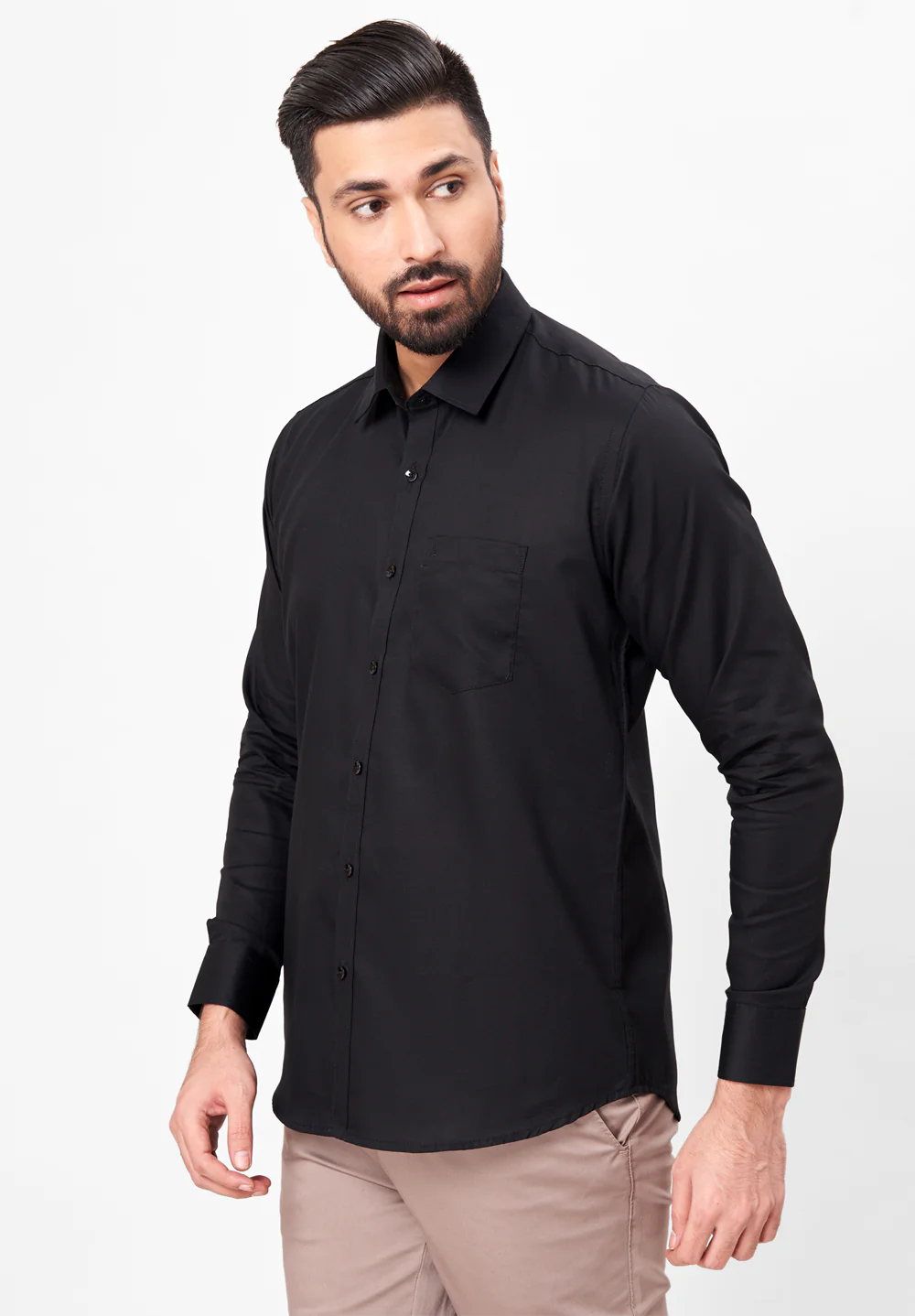 Men Black Slim Fit Formal Shirt - Image 4