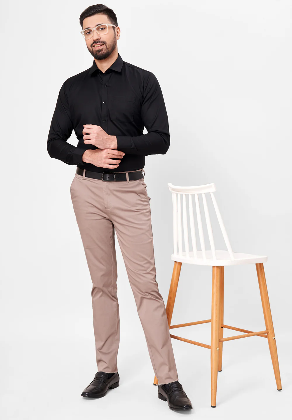 Men Black Slim Fit Formal Shirt - Image 5