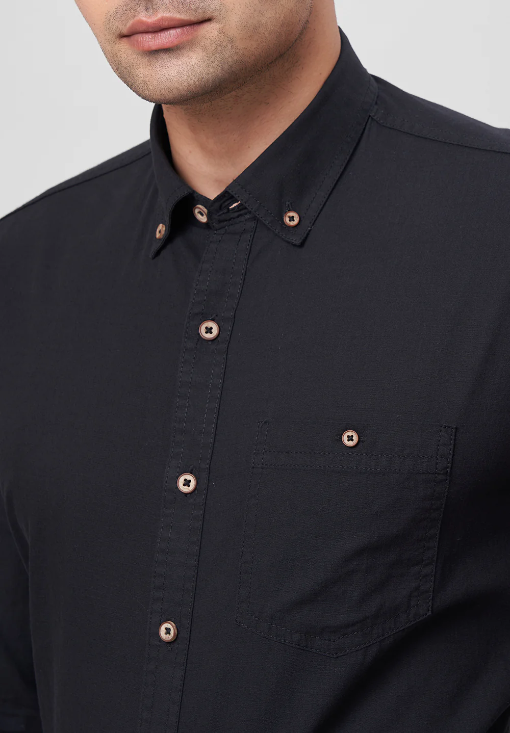 Men Black Slim Fit Formal Shirt - Image 3