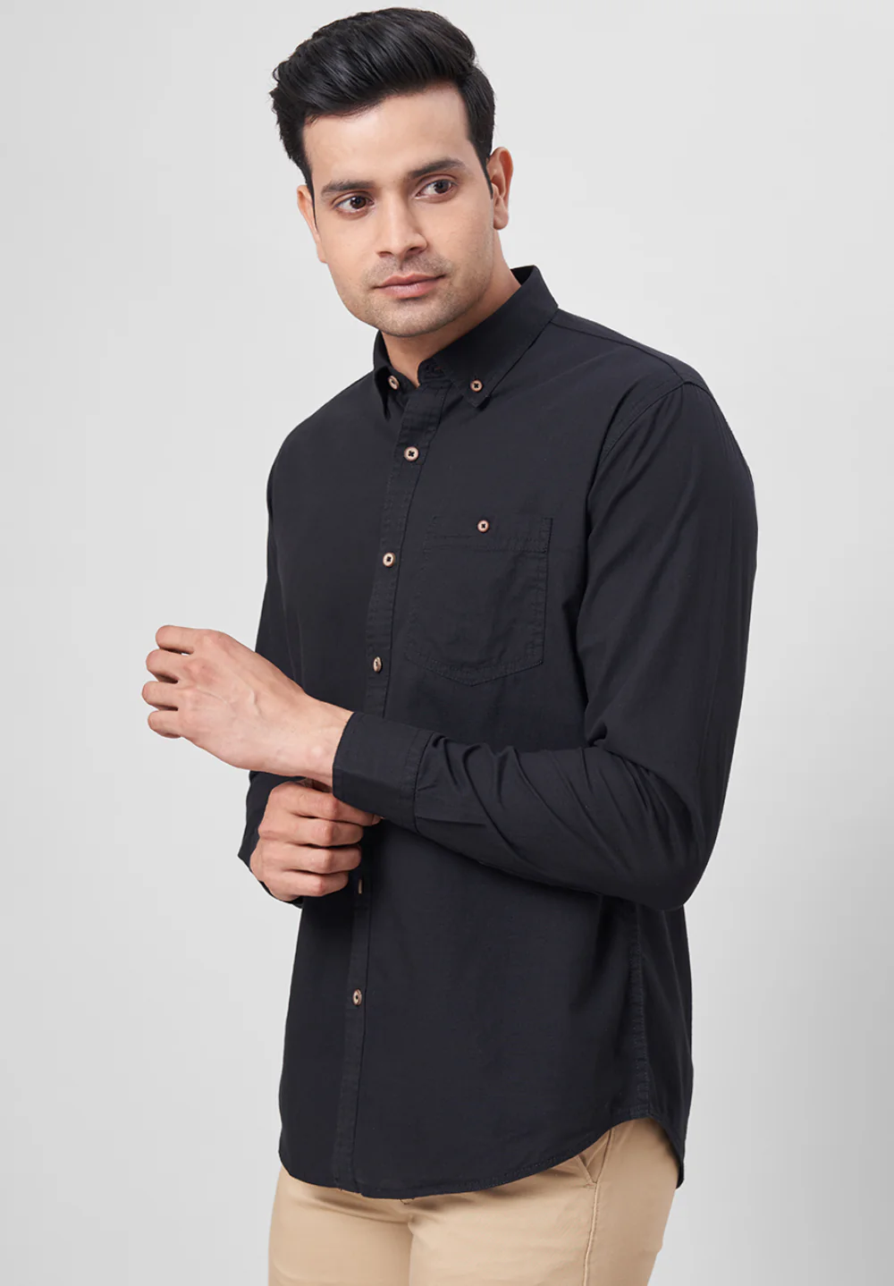Men Black Slim Fit Formal Shirt - Image 4