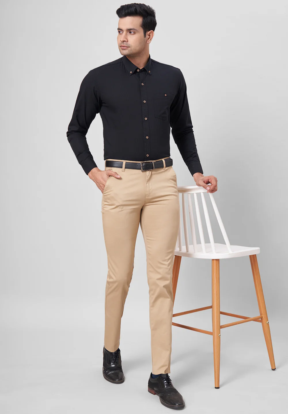 Men Black Slim Fit Formal Shirt - Image 5