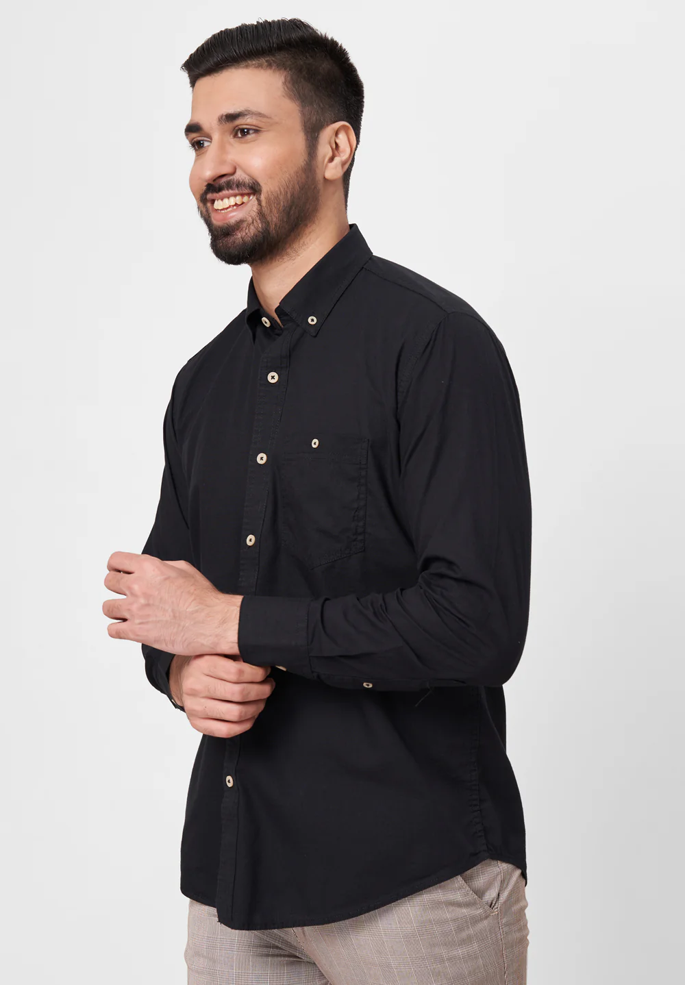 Men Black Smart Fit Formal Shirt - Image 4