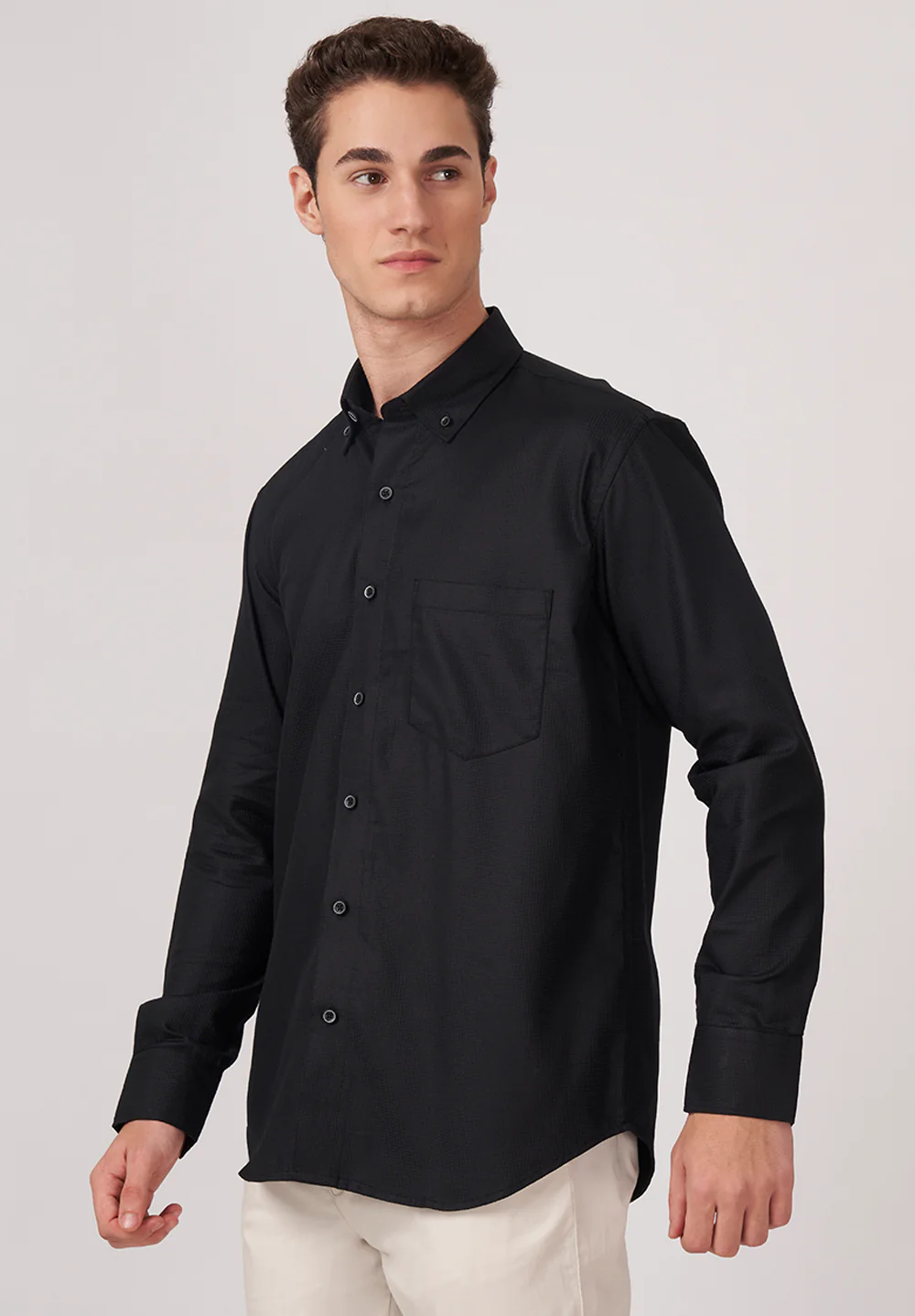 Men Black Smart Fit Formal Shirt - Image 2