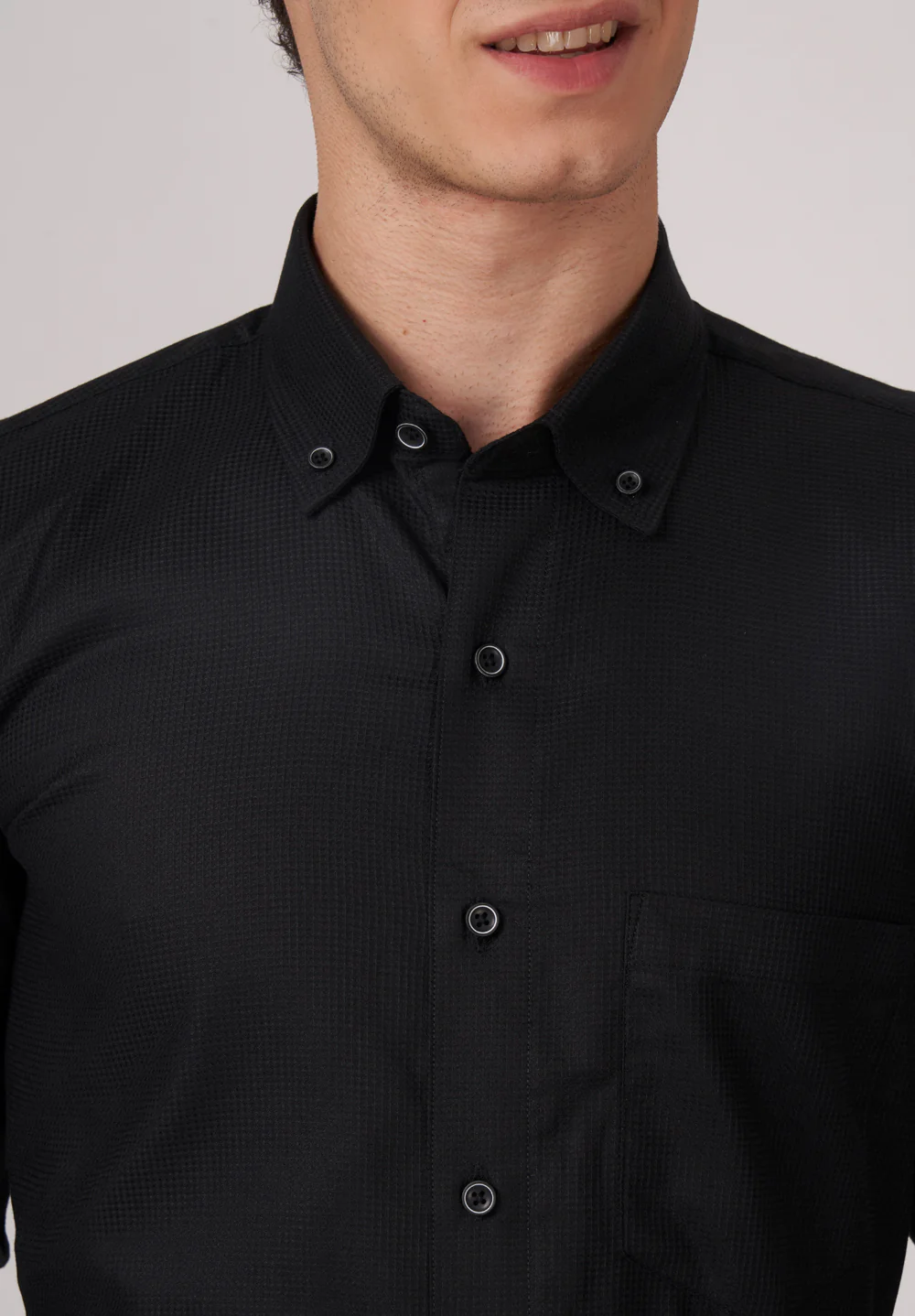Men Black Smart Fit Formal Shirt - Image 4
