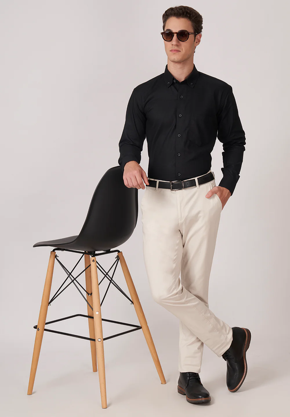 Men Black Smart Fit Formal Shirt - Image 5