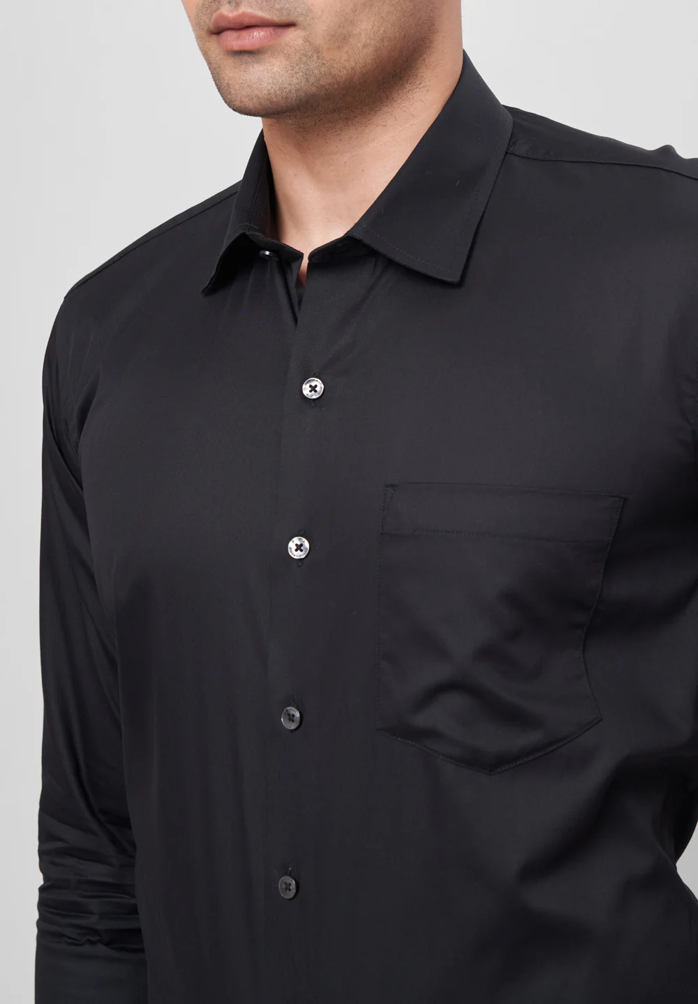 Men Black Regular Fit Formal Shirt - Image 3
